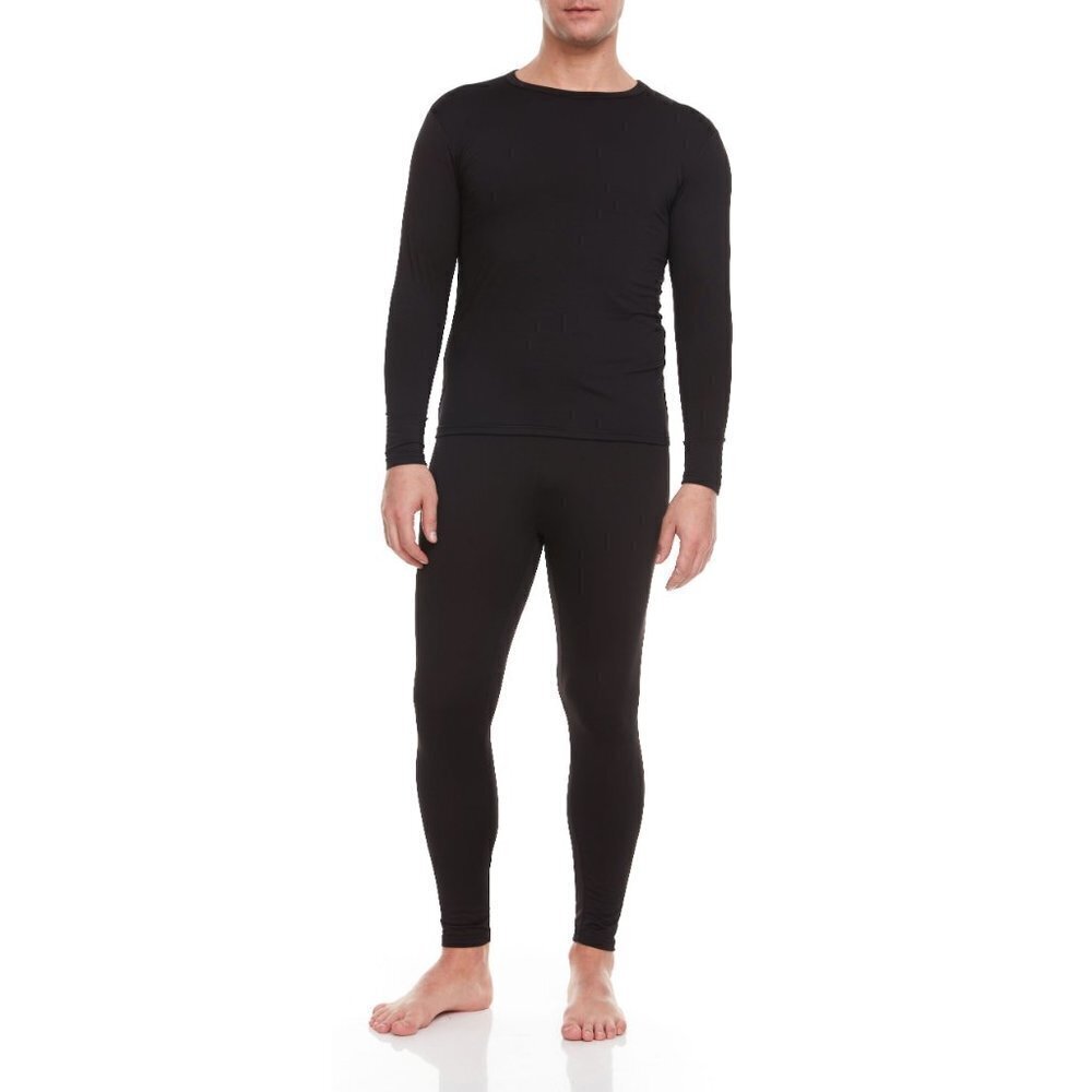 Men Black Microfiber Fleece Thermals Long Johns Winter BaseLayer Underwear M-2XL